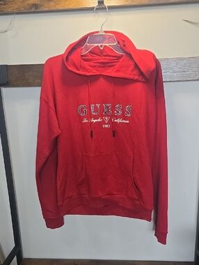 Guess Red Pullover Hoodie with Logo